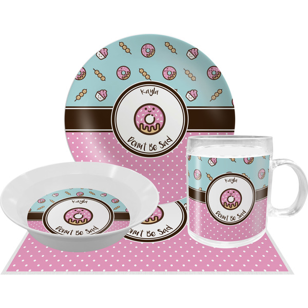 Custom Donuts Dinner Set - Single 4 Pc Setting w/ Name or Text