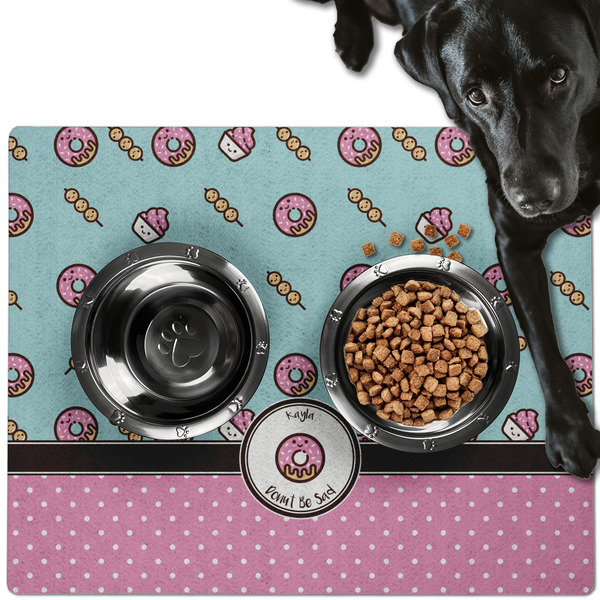 Custom Donuts Dog Food Mat - Large w/ Name or Text