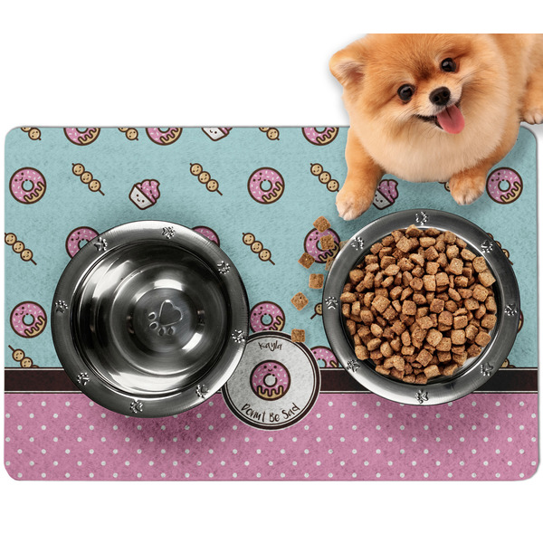 Custom Donuts Dog Food Mat - Small w/ Name or Text