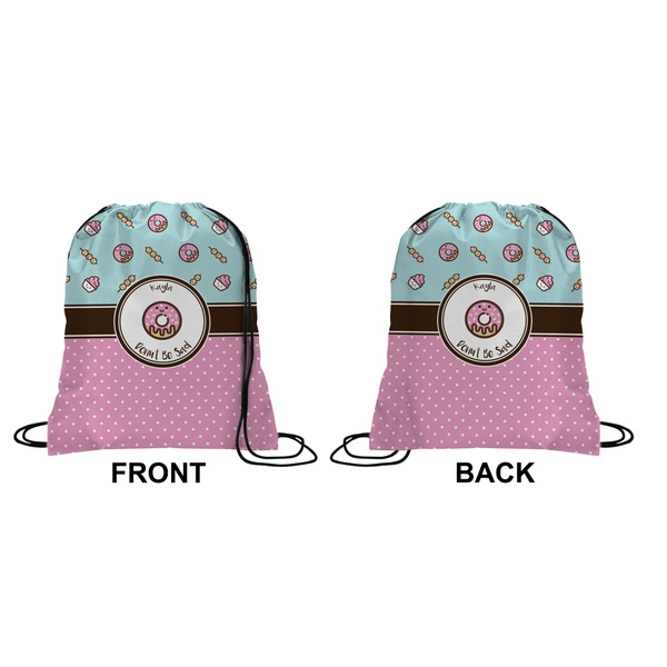 Donuts Drawstring Backpack Front & Back Medium