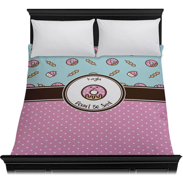 Donuts Duvet Cover - Queen - On Bed - No Prop