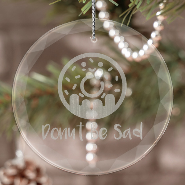 Custom Donuts Engraved Glass Ornament (Personalized)