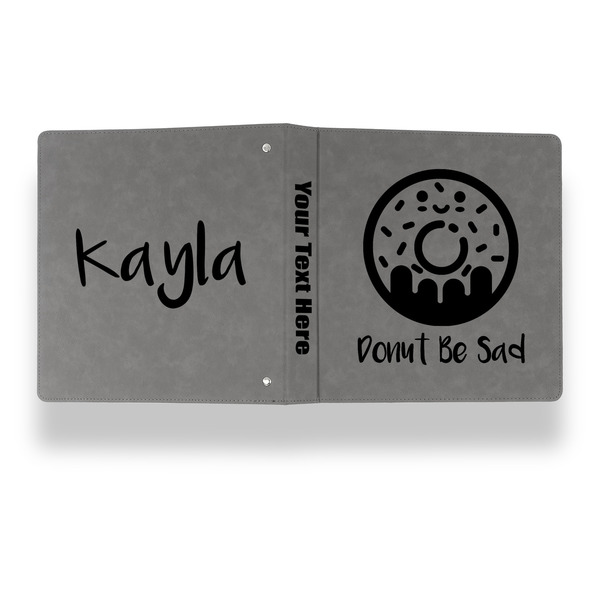 Donuts Leather Binder - 1" - Grey - Back Spine Front View