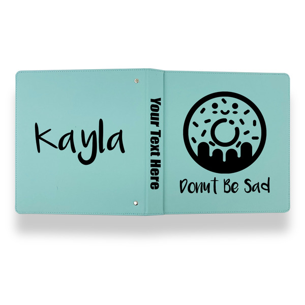 Donuts Leather Binder - 1" - Teal - Back Spine Front View