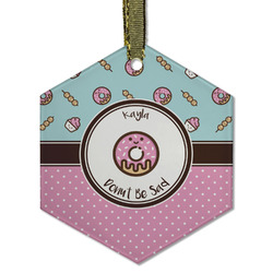 Donuts Flat Glass Ornament - Hexagon w/ Name or Text