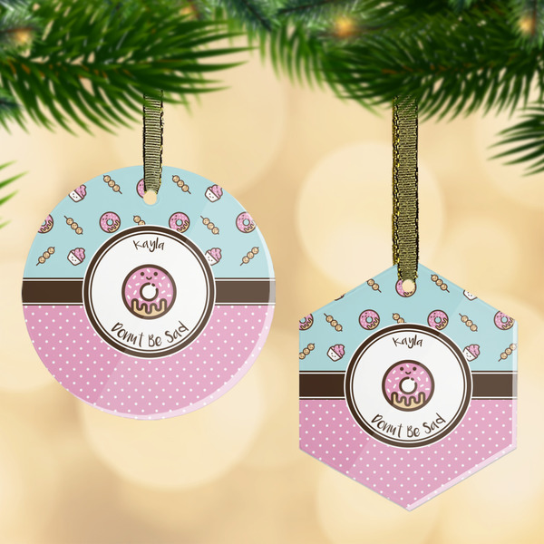 Custom Donuts Flat Glass Ornament w/ Name or Text