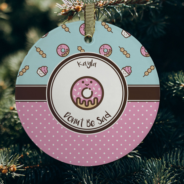 Donuts Frosted Glass Ornament - Round (Lifestyle)