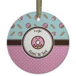 Donuts Flat Glass Ornament - Round w/ Name or Text