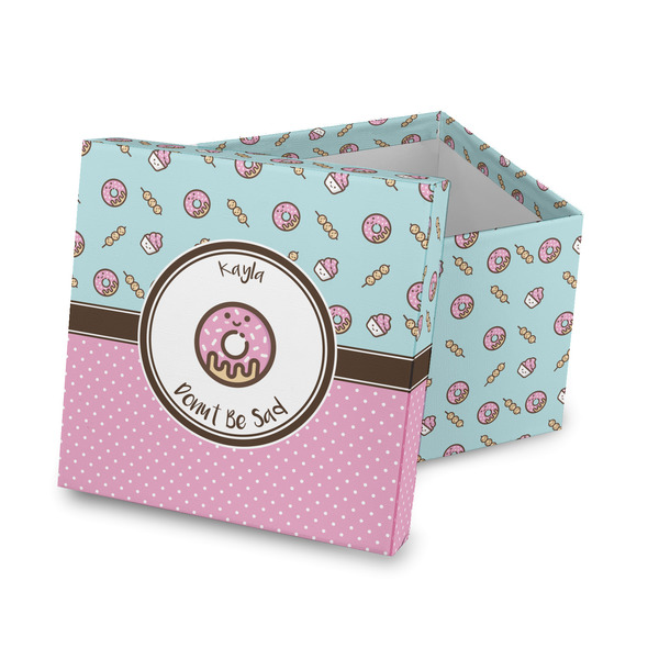 Custom Donuts Gift Box with Lid - Canvas Wrapped (Personalized)