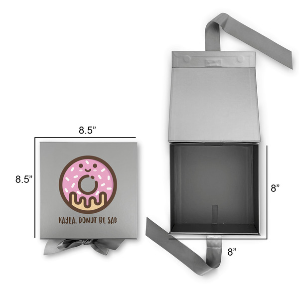 Donuts Gift Boxes with Magnetic Lid - Silver - Open & Closed