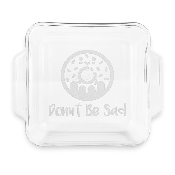 Custom Donuts Glass Cake Dish with Truefit Lid - 8in x 8in (Personalized)