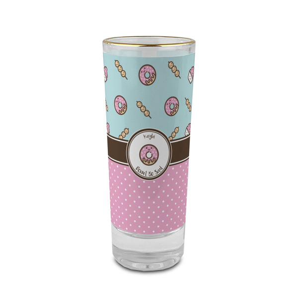 Custom Donuts 2 oz Shot Glass -  Glass with Gold Rim - Set of 4 (Personalized)