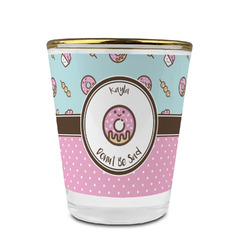 Donuts Glass Shot Glass - 1.5 oz - with Gold Rim - Set of 4 (Personalized)