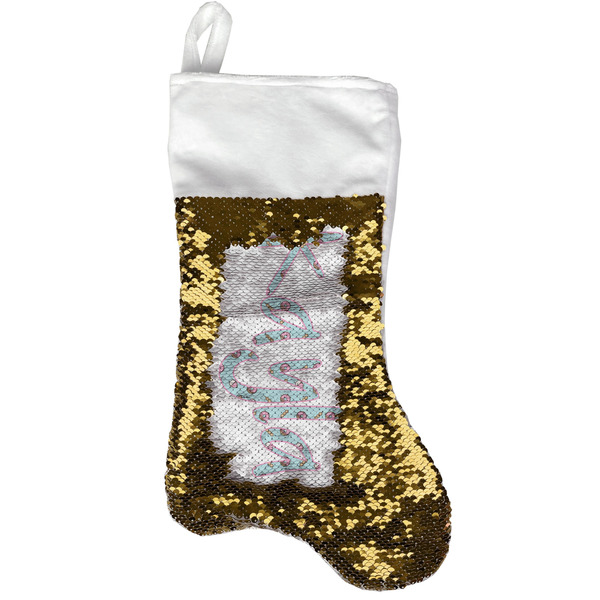 Custom Donuts Reversible Sequin Stocking - Gold (Personalized)