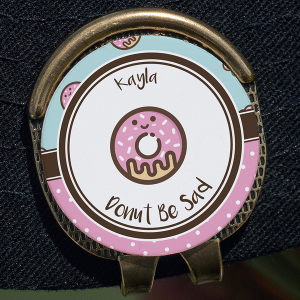 Donuts Golf Ball Marker Hat Clip - Gold - Close Up