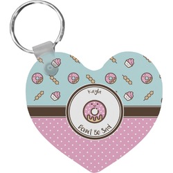 Donuts Heart Plastic Keychain w/ Name or Text