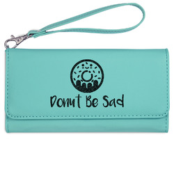 Donuts Ladies Leatherette Wallet - Laser Engraved- Teal (Personalized)