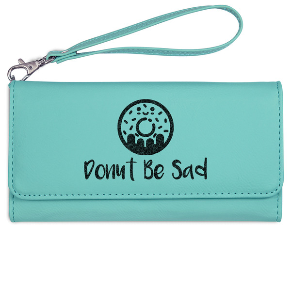 Donuts Ladies Wallet - Leather - Teal - Front View