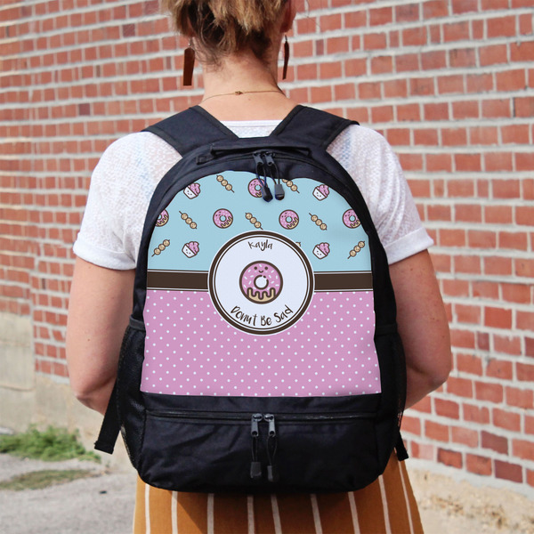 Donuts Large Backpack - Black - On Back