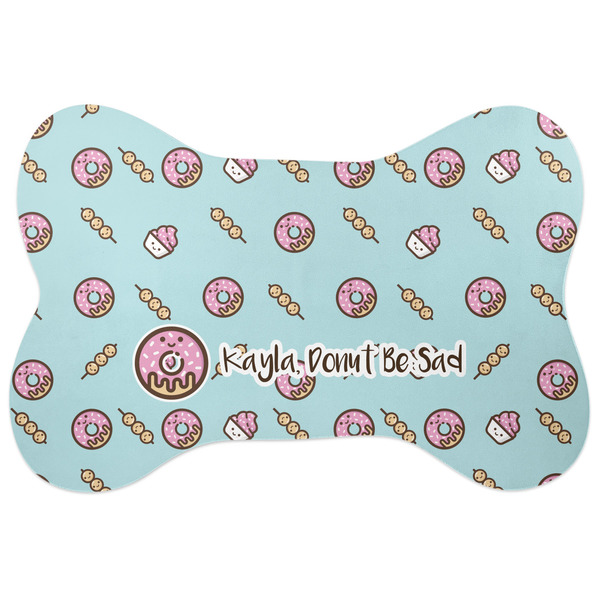 Custom Donuts Bone Shaped Dog Food Mat (Large) (Personalized)