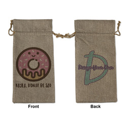 Donuts Large Burlap Gift Bag - Front & Back (Personalized)