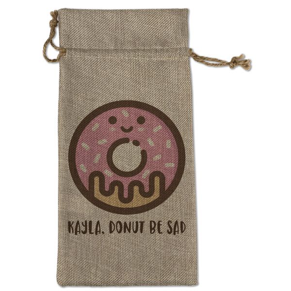 Custom Donuts Large Burlap Gift Bag - Front (Personalized)