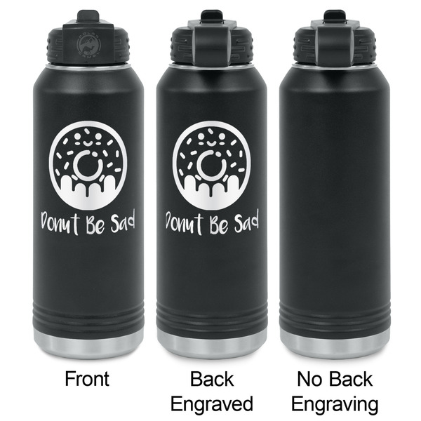 Donuts Laser Engraved Water Bottles - 2 Styles - Front & Back View