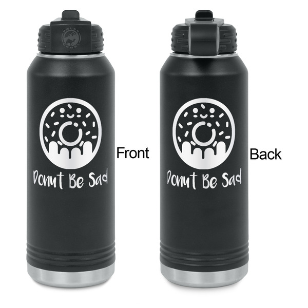 Donuts Laser Engraved Water Bottles - Front & Back Engraving - Front & Back View