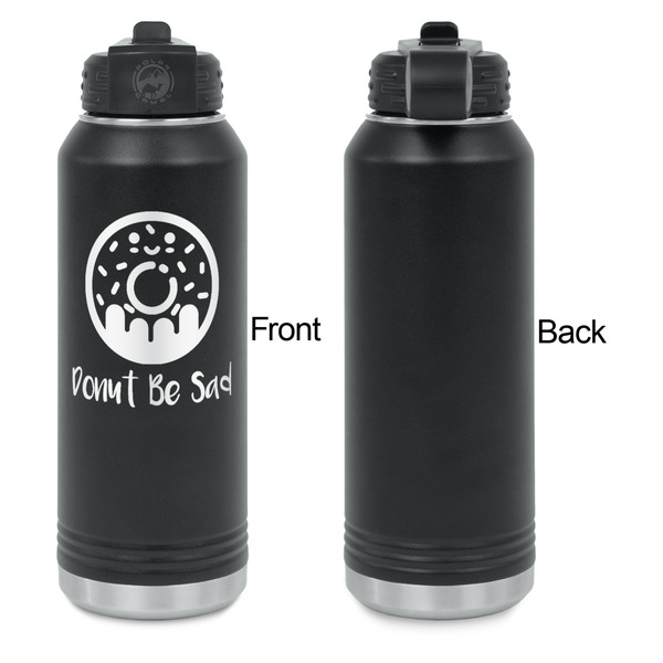 Donuts Laser Engraved Water Bottles - Front Engraving - Front & Back View