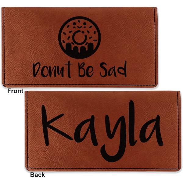 Donuts Leather Checkbook Holder Front and Back