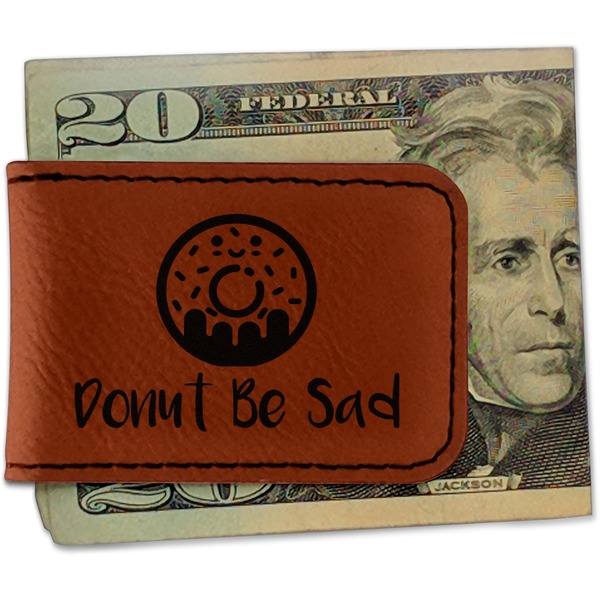 Custom Donuts Leatherette Magnetic Money Clip - Double Sided (Personalized)