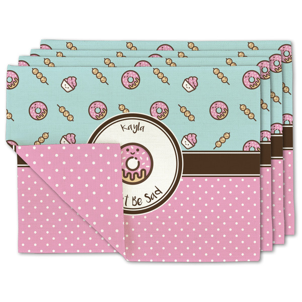 Custom Donuts Double-Sided Linen Placemat - Set of 4 w/ Name or Text