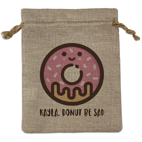 Custom Donuts Medium Burlap Gift Bag - Front (Personalized)