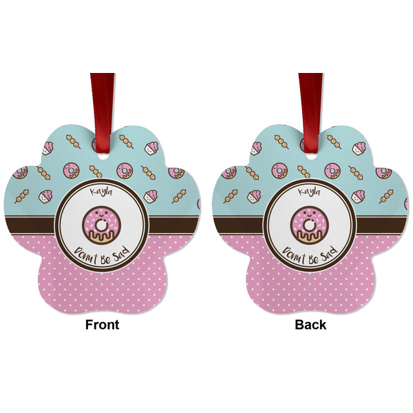 Donuts Metal Paw Ornament - Front and Back
