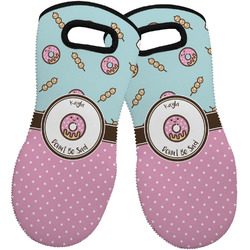 Donuts Neoprene Oven Mitts - Set of 2 w/ Name or Text