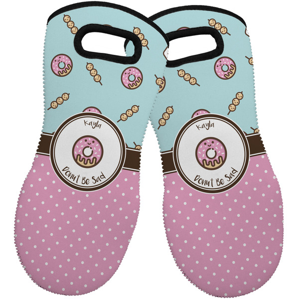 Custom Donuts Neoprene Oven Mitts - Set of 2 w/ Name or Text