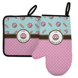 Donuts Left Oven Mitt & Pot Holder Set w/ Name or Text