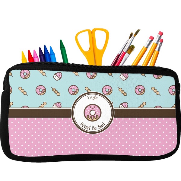 Custom Donuts Neoprene Pencil Case - Small w/ Name or Text