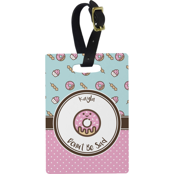 Custom Donuts Plastic Luggage Tag - Rectangular w/ Name or Text