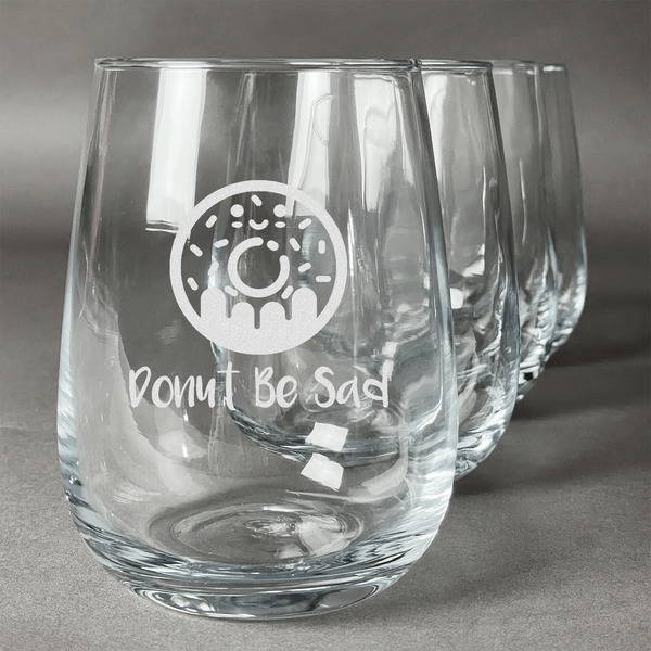 Custom Donuts Stemless Wine Glasses (Set of 4) (Personalized)