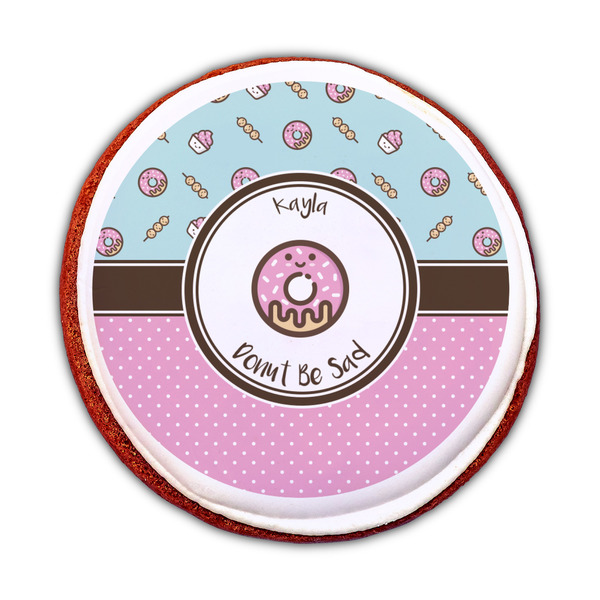 Donuts Printed Icing Circle - Medium - On Cookie