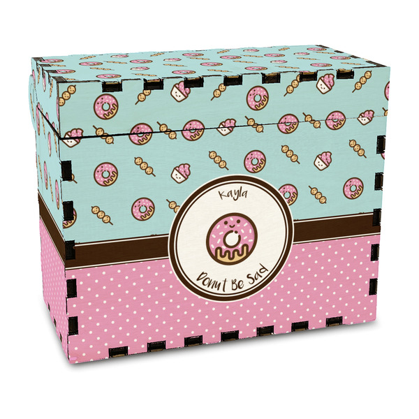 Custom Donuts Wood Recipe Box - Full Color Print (Personalized)