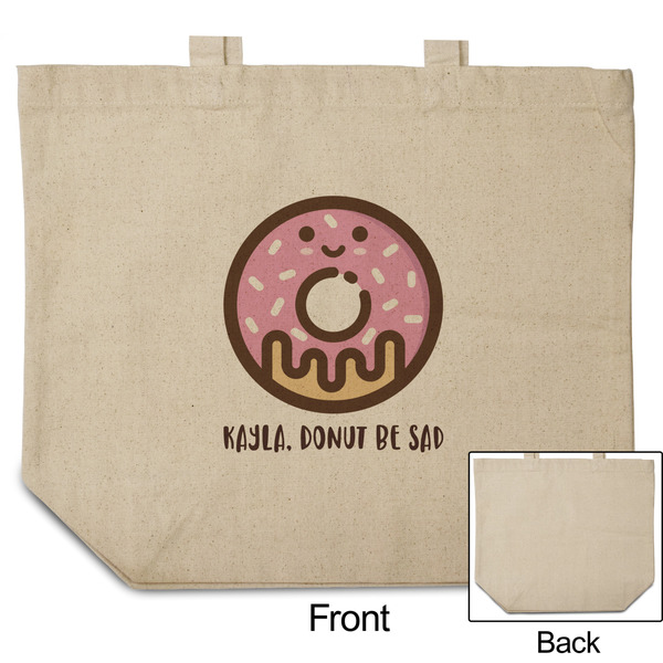 Donuts Reusable Cotton Grocery Bag - Front & Back View