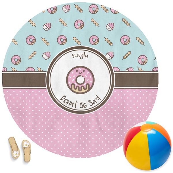 Custom Donuts Round Beach Towel (Personalized)
