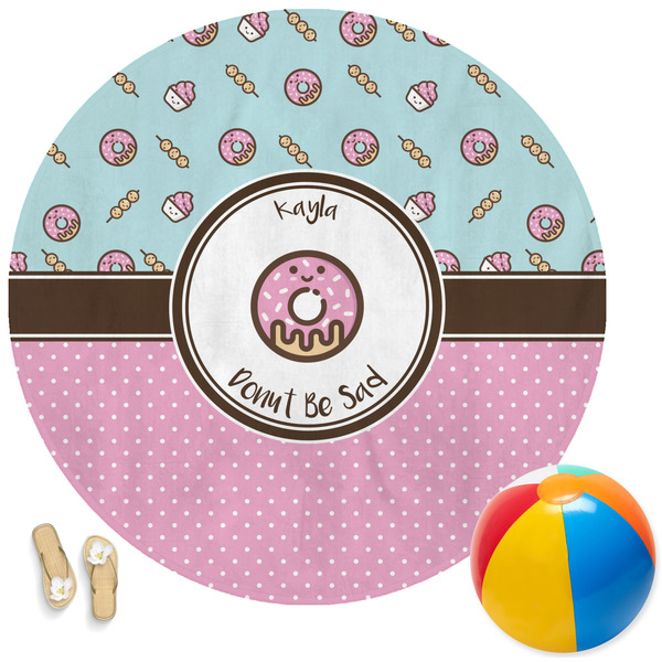 Custom Donuts Round Beach Towel (Personalized)