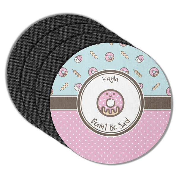 Custom Donuts Round Rubber Backed Coasters - Set of 4 (Personalized)