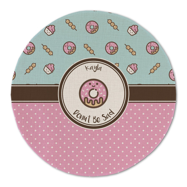 Custom Donuts Round Linen Placemat - Single Sided (Personalized)