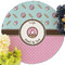 Donuts Round Linen Placemats - Front (w flowers)