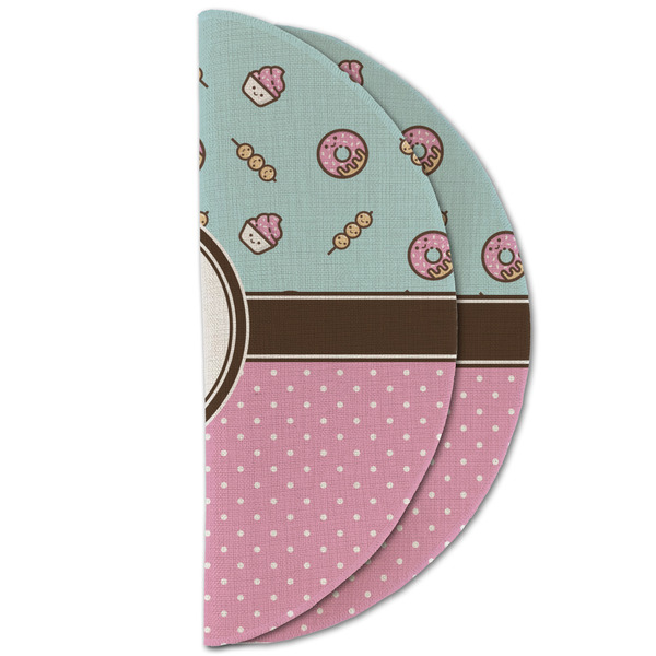 Donuts Round Linen Placemats - HALF FOLDED (double sided)