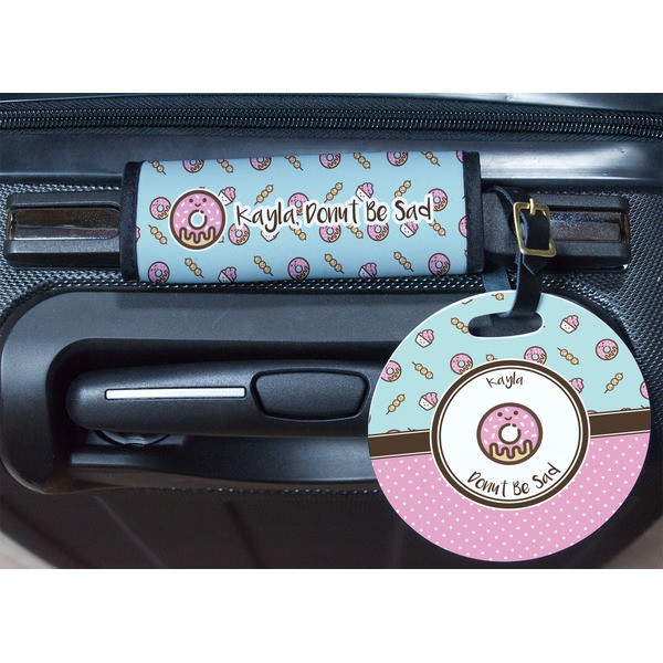 Donuts Round Luggage Tag & Handle Wrap - In Context